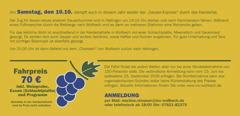 Flyer Sauserfahrt 2026 – Rückseite